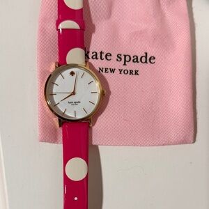 kate spade Hot Pink and White Polka Dot Patent Leather Watch